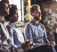 Three people at a support group